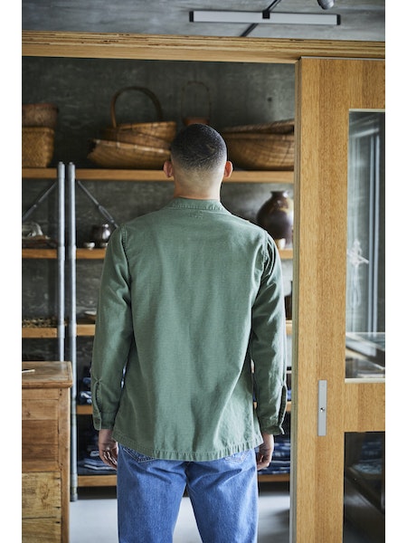 US Army Fatigue Shirt - Green Used Vintage Wash