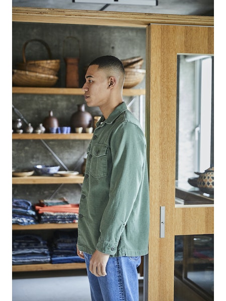 US Army Fatigue Shirt - Green Used Vintage Wash