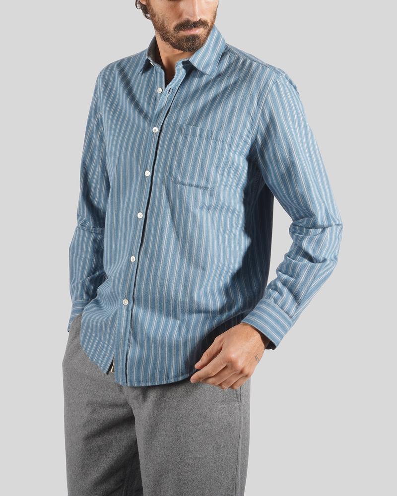 Flannel Stripe Shirt - Pastel Blue