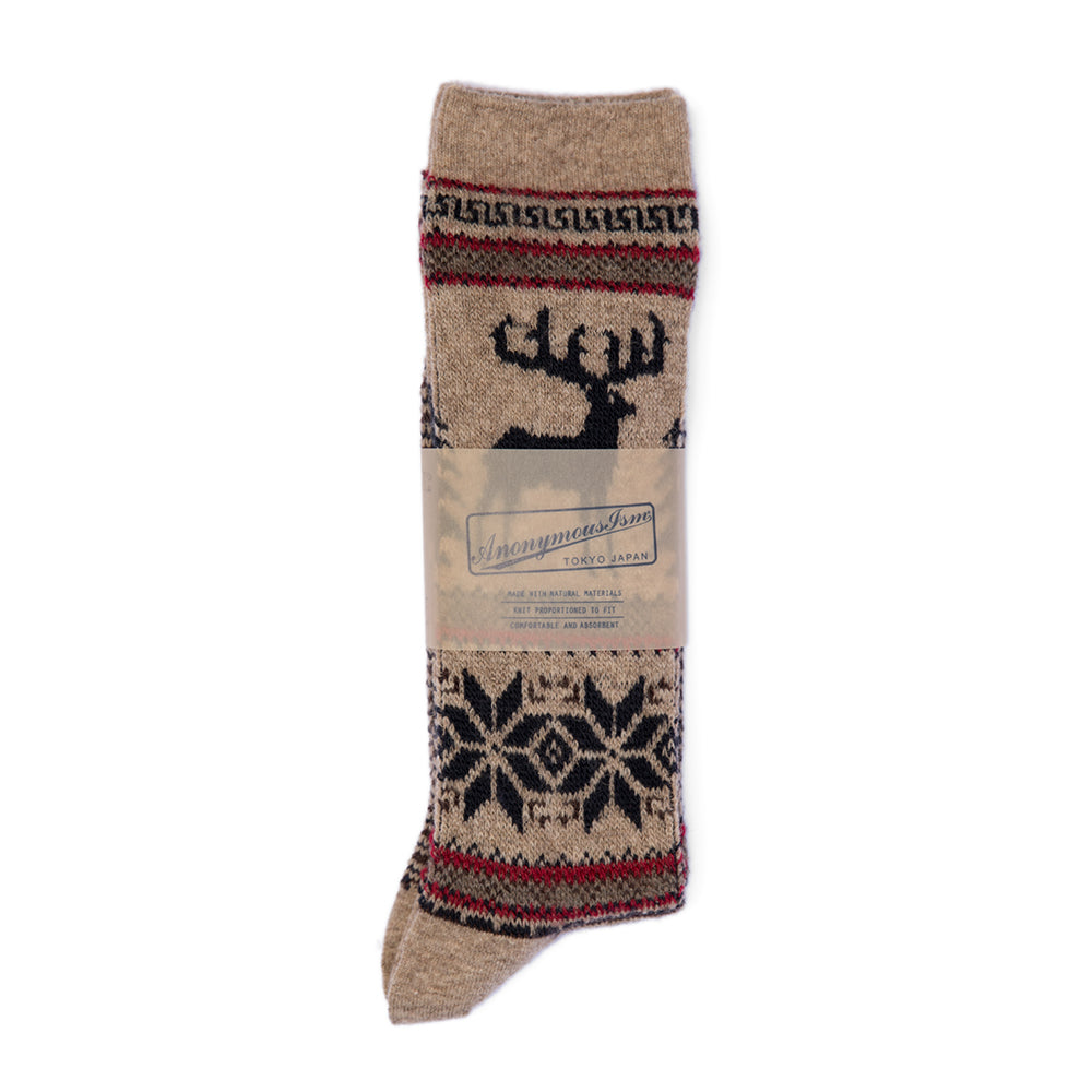 Wool Deer Snow Jacquard Socks
