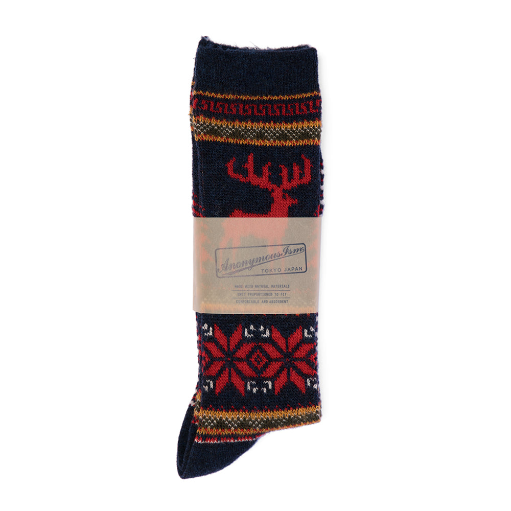 Wool Deer Snow Jacquard Socks