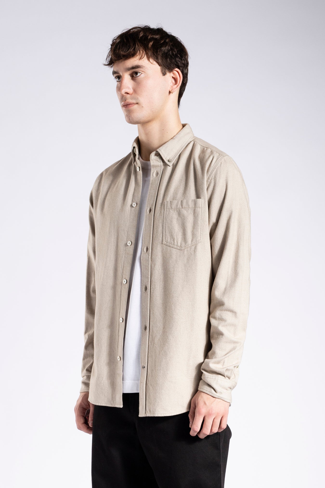Anton Brushed Flannel - Utility Khaki