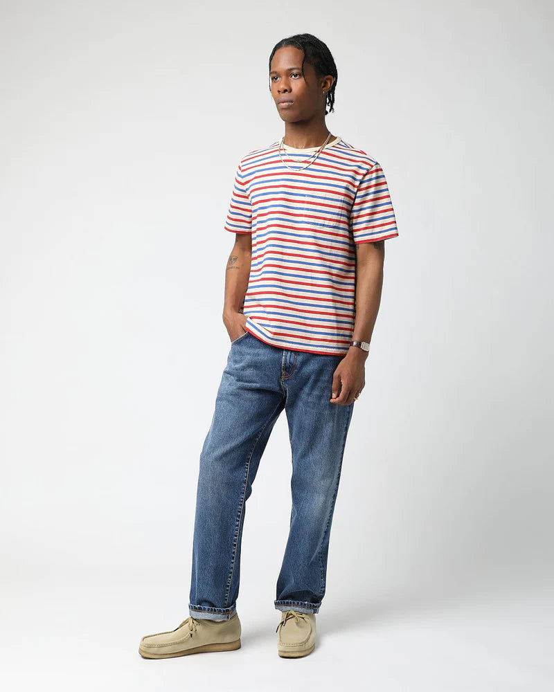Blue Red Striped T-Shirt - Red