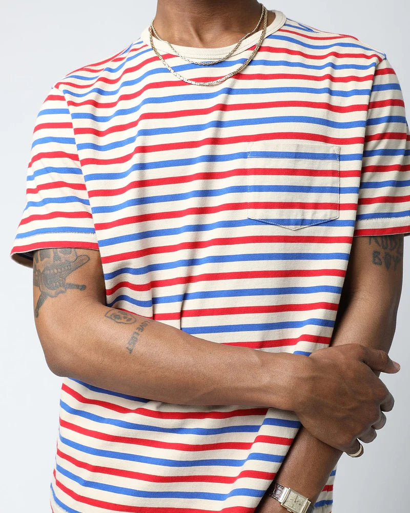 Blue Red Striped T-Shirt - Red