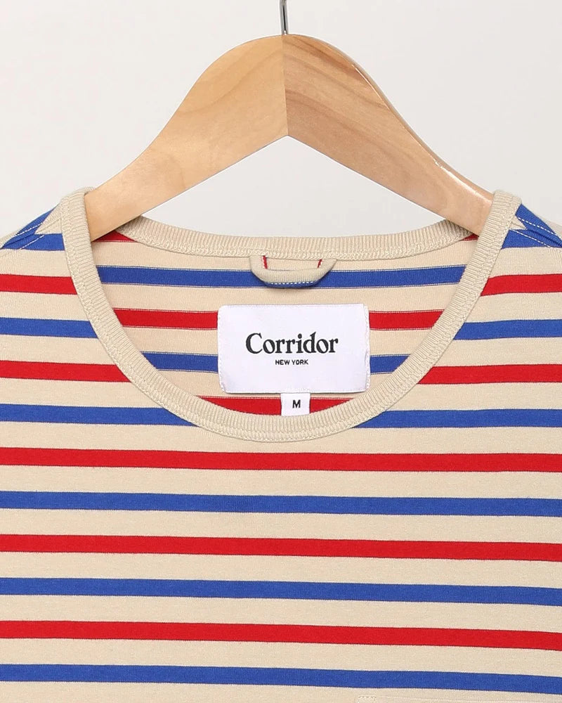 Blue Red Striped T-Shirt - Red