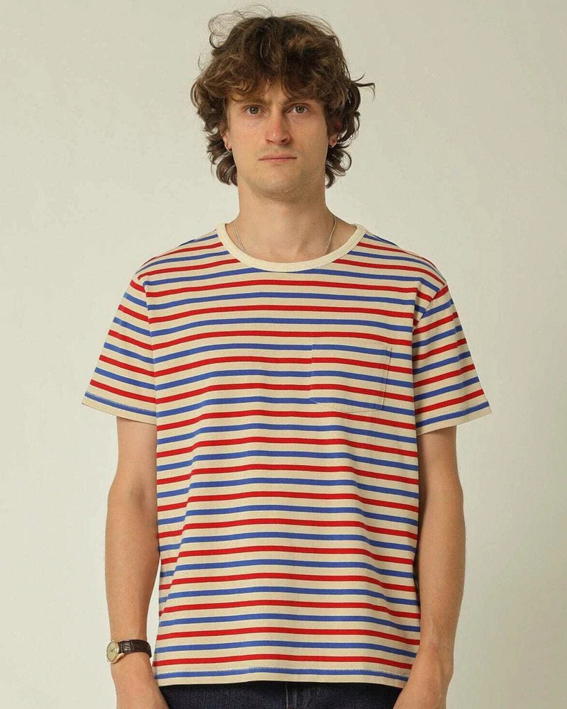 Blue Red Striped T-Shirt - Red