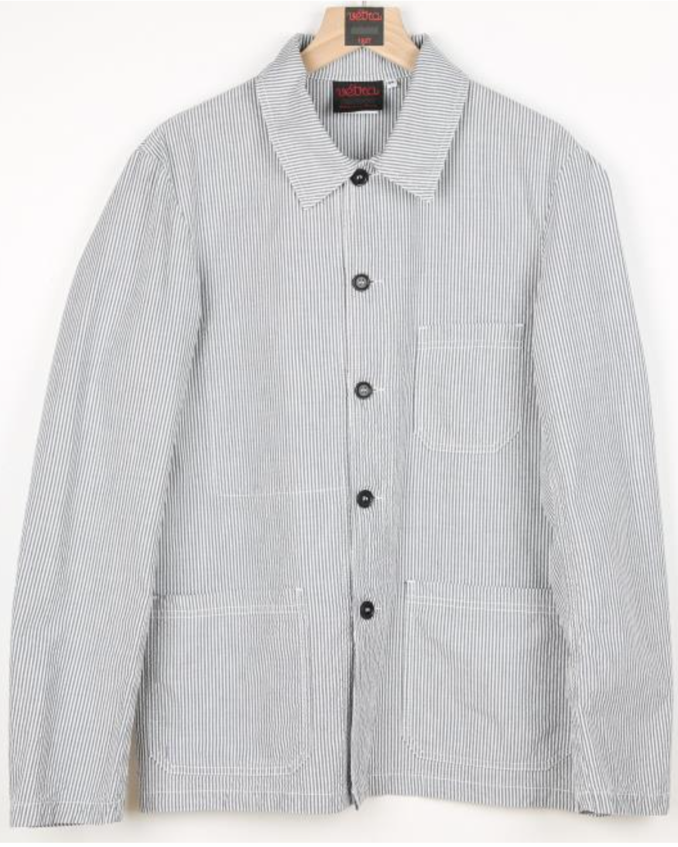 Workwear Jacket 5C in Seersucker 8R12 - White & Black
