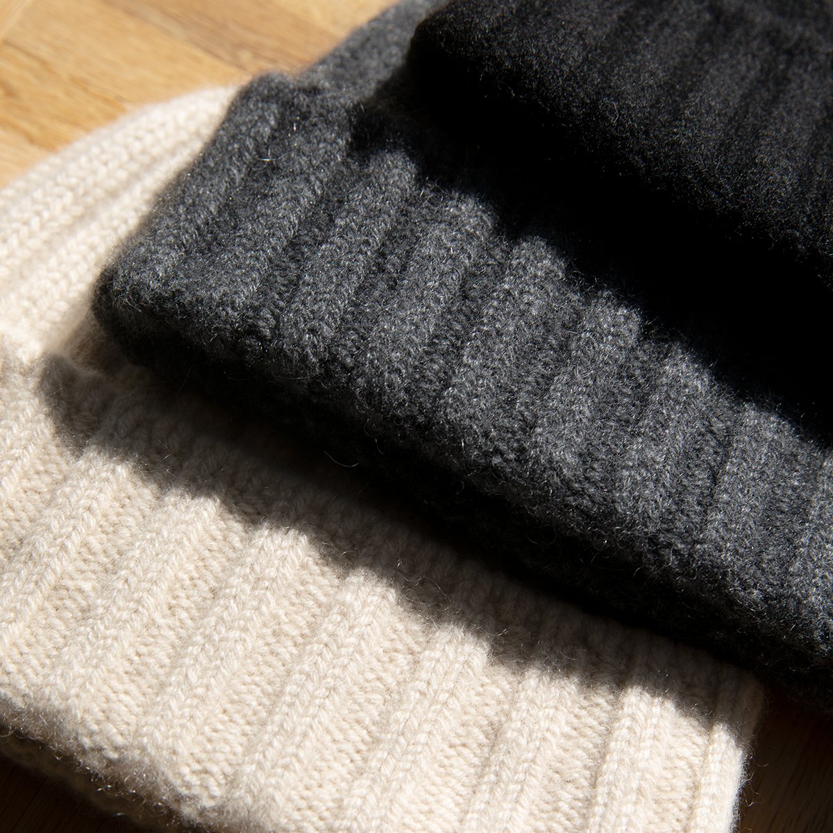 Knit Cap in Cashmere 2x2 Rib - Gray