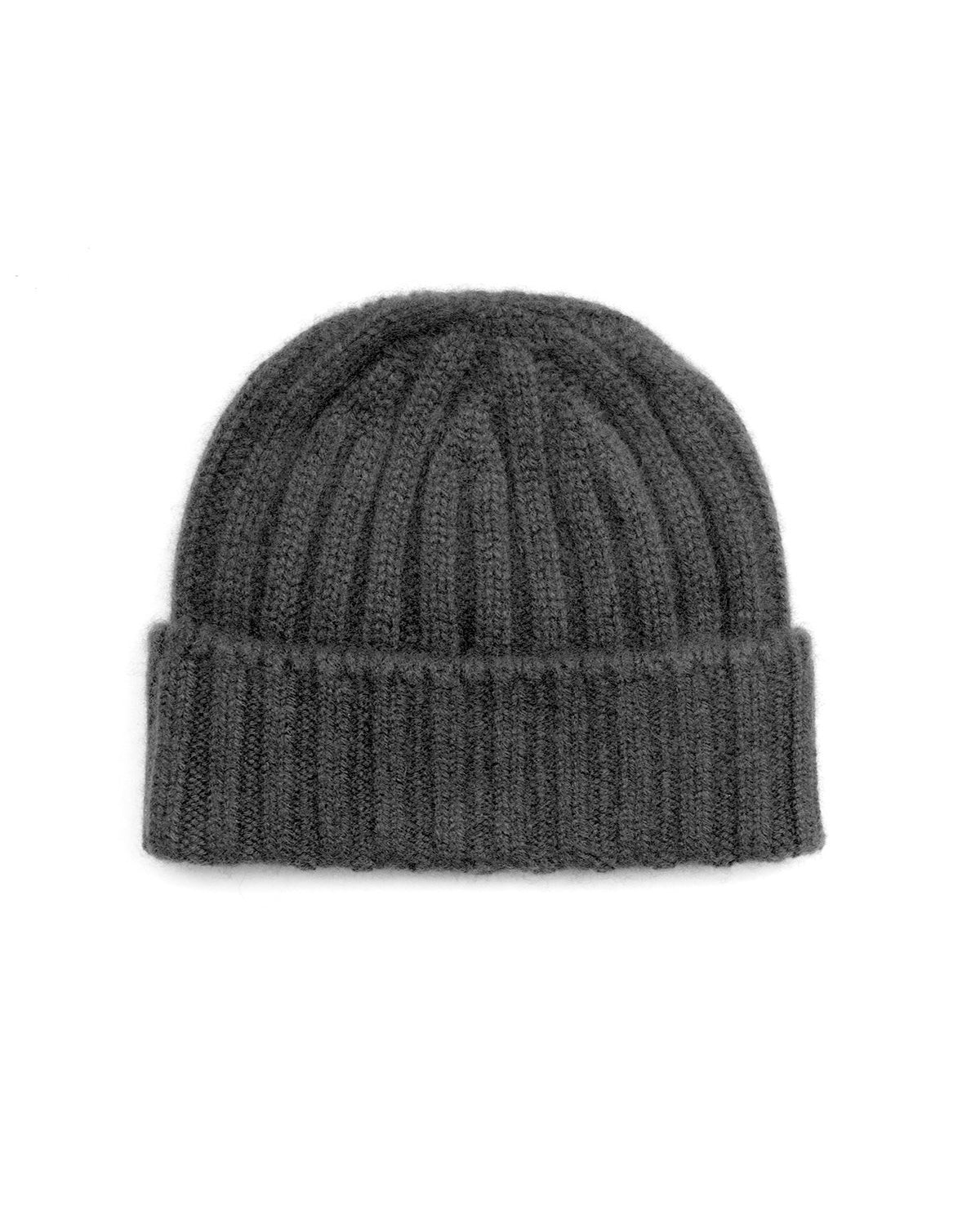 Knit Cap in Cashmere 2x2 Rib - Gray