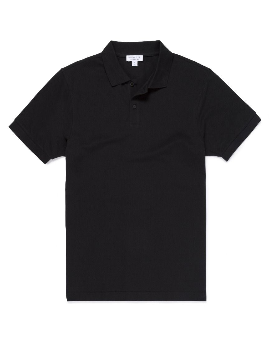 Cotton Piqué Polo Shirt - Black