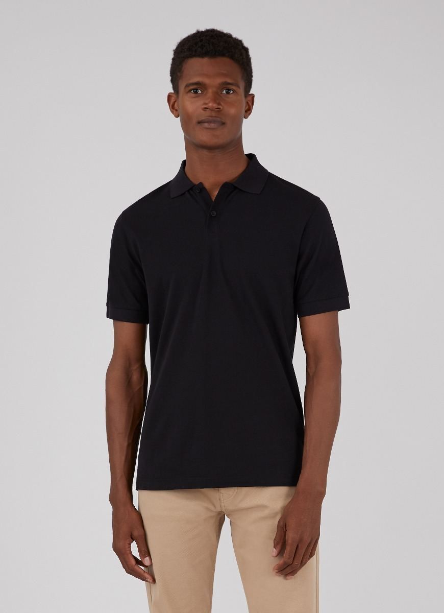 Cotton Piqué Polo Shirt - Black