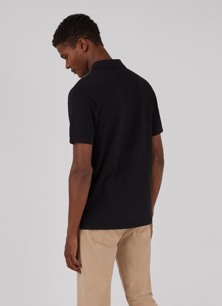 Cotton Piqué Polo Shirt - Black