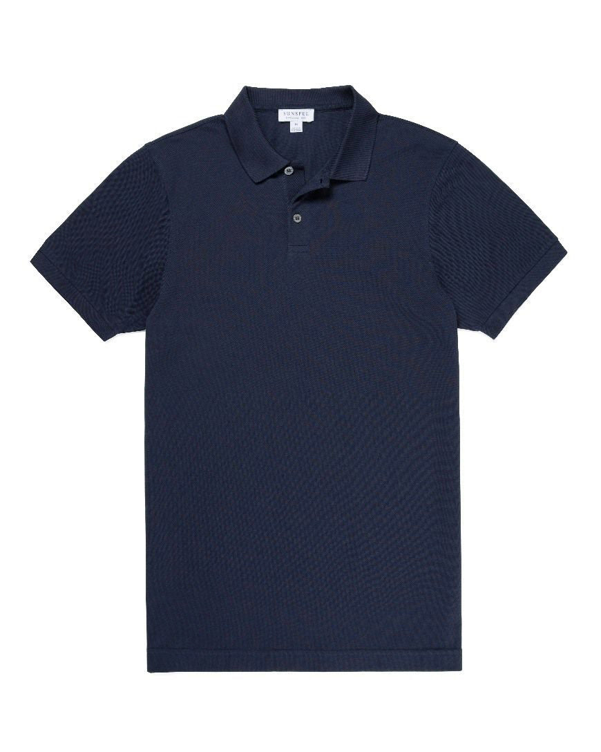 Cotton Pique Polo Shirt - Navy Ss22