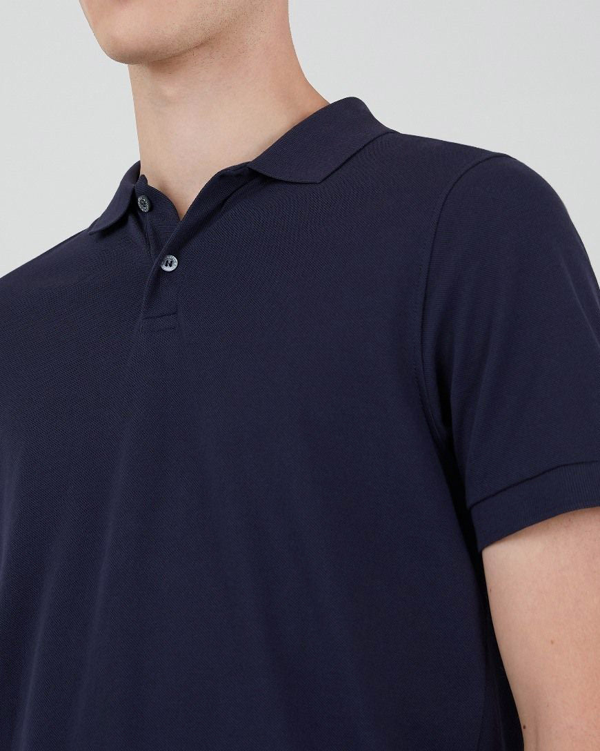 Cotton Pique Polo Shirt - Navy Ss22