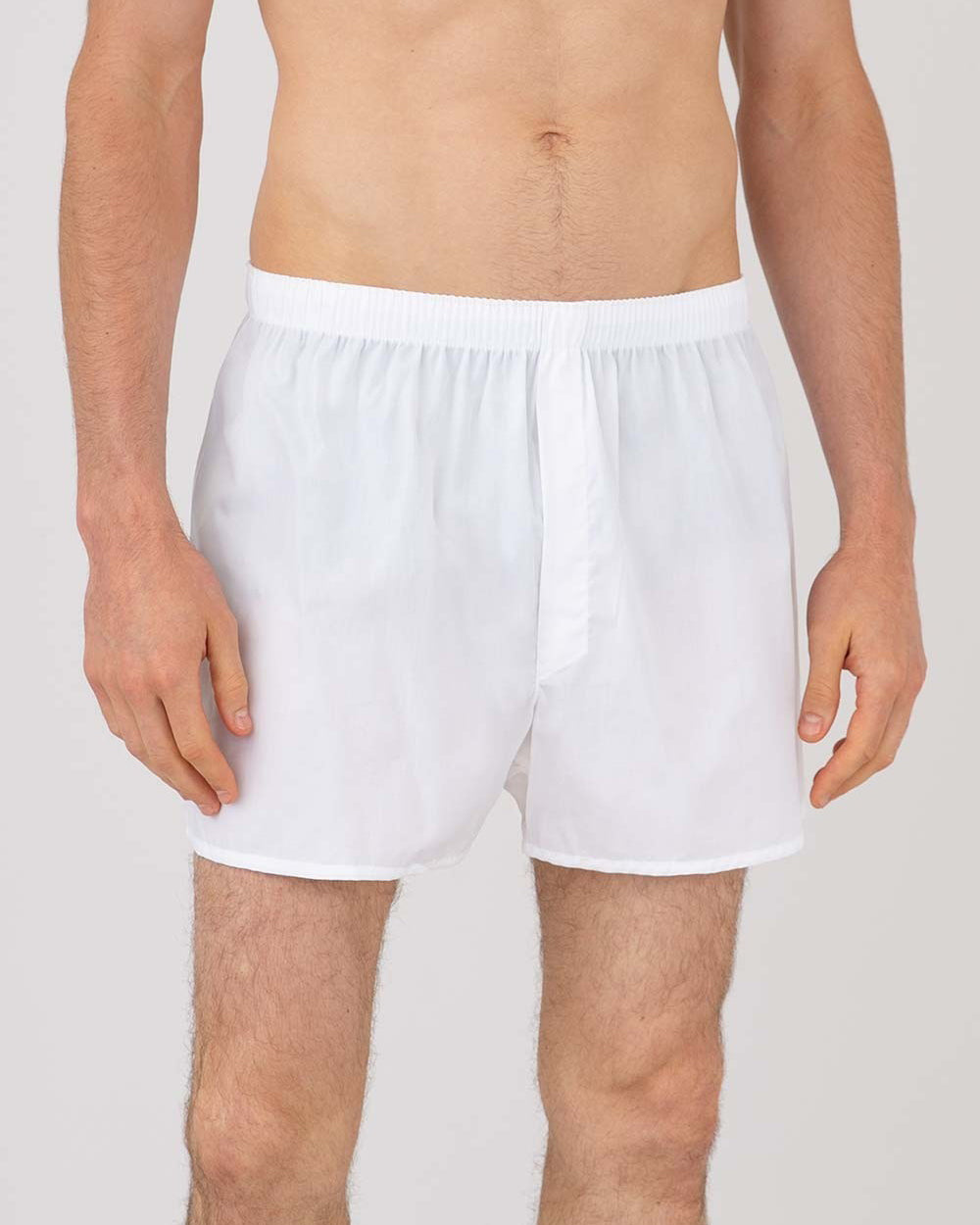 Cotton Poplin Boxer Shorts - White