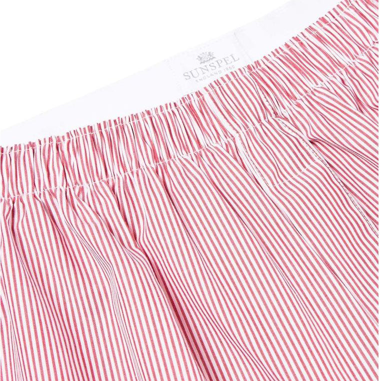 Woven Boxer Shorts - White/Red/Navy Pinstripe