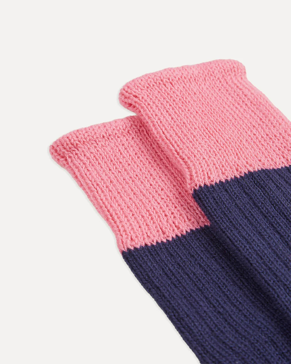 Navy and Pink Cotton Sports Socks