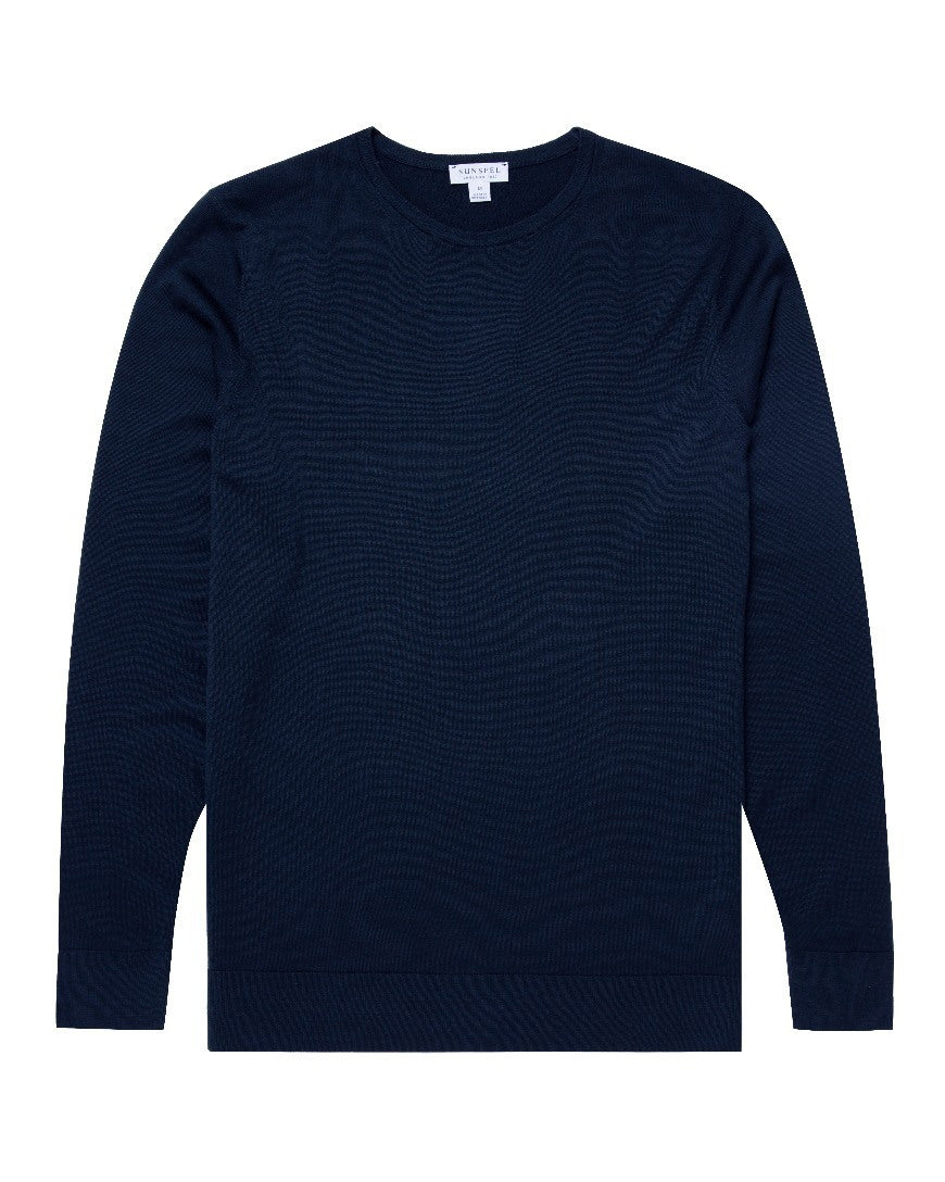 Fine Merino Crew Neck - Light Navy