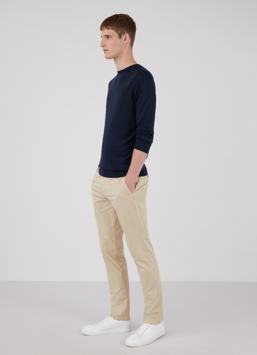 Fine Merino Crew Neck - Light Navy