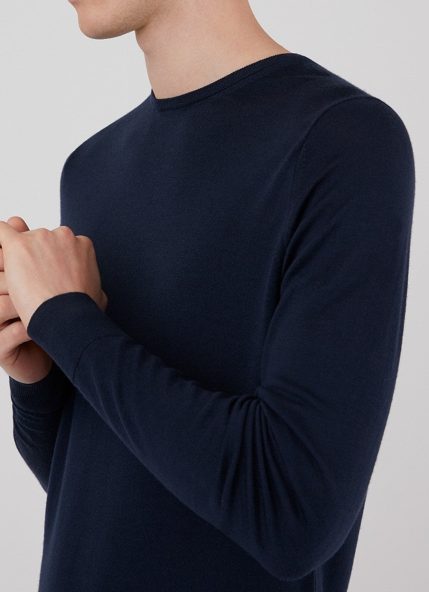 Fine Merino Crew Neck - Light Navy