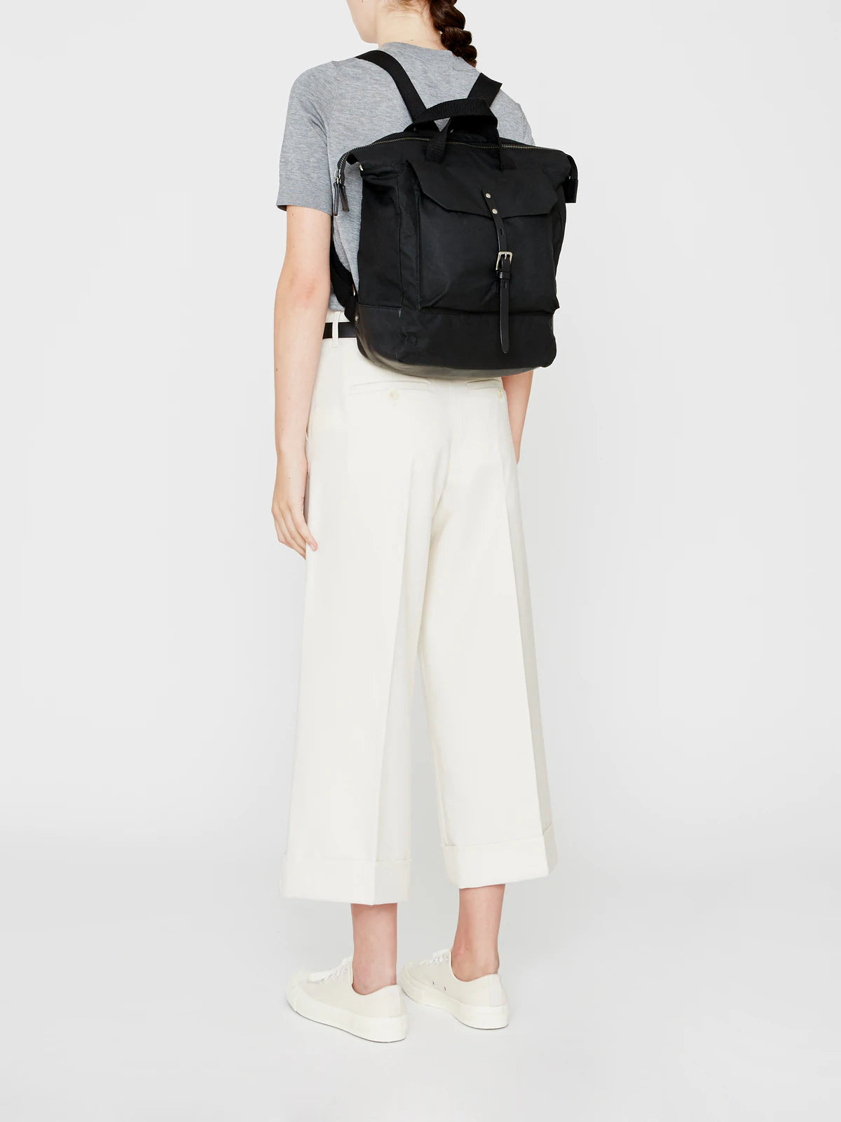 Frances Waxed Cotton Rucksack - Black
