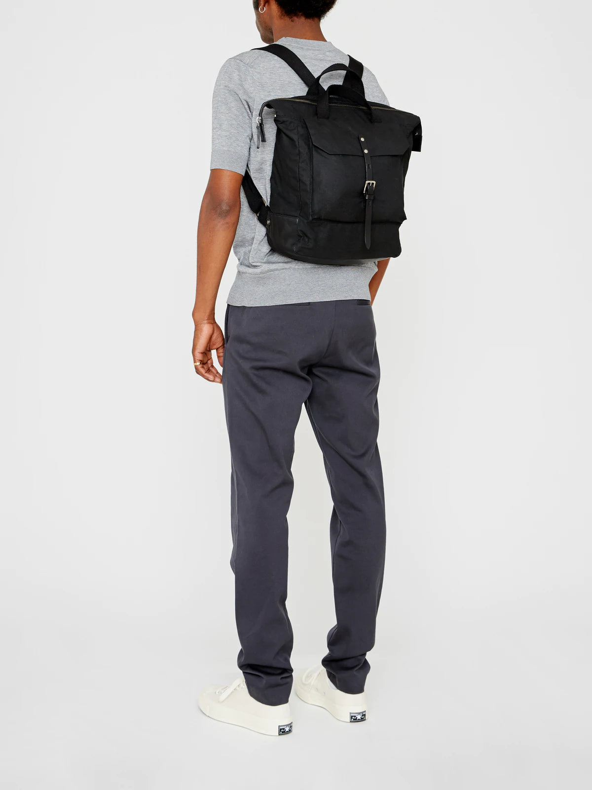 Frances Waxed Cotton Rucksack - Black