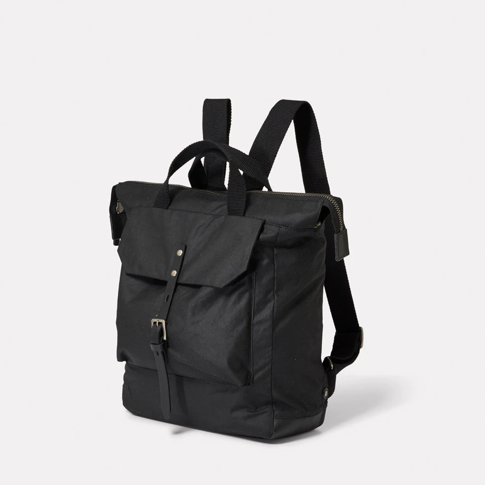 Frances Waxed Cotton Rucksack - Black