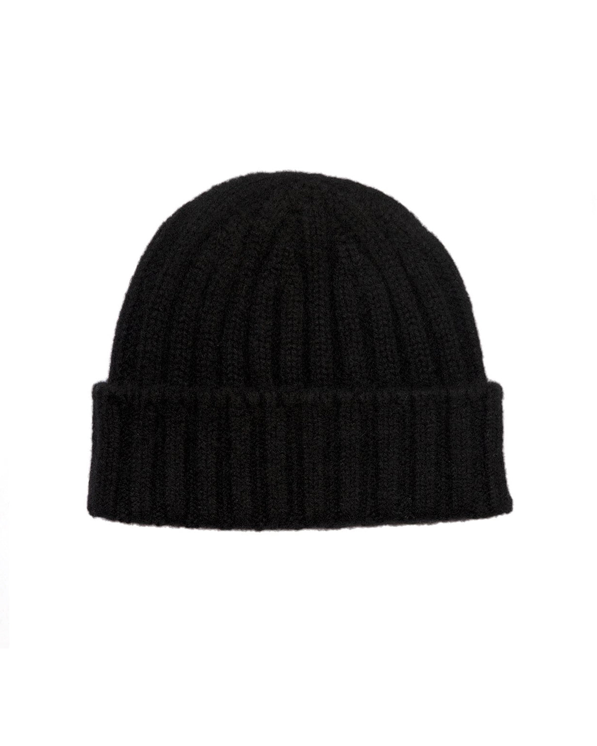Knit Cap in Cashmere 2x2 Rib - Black