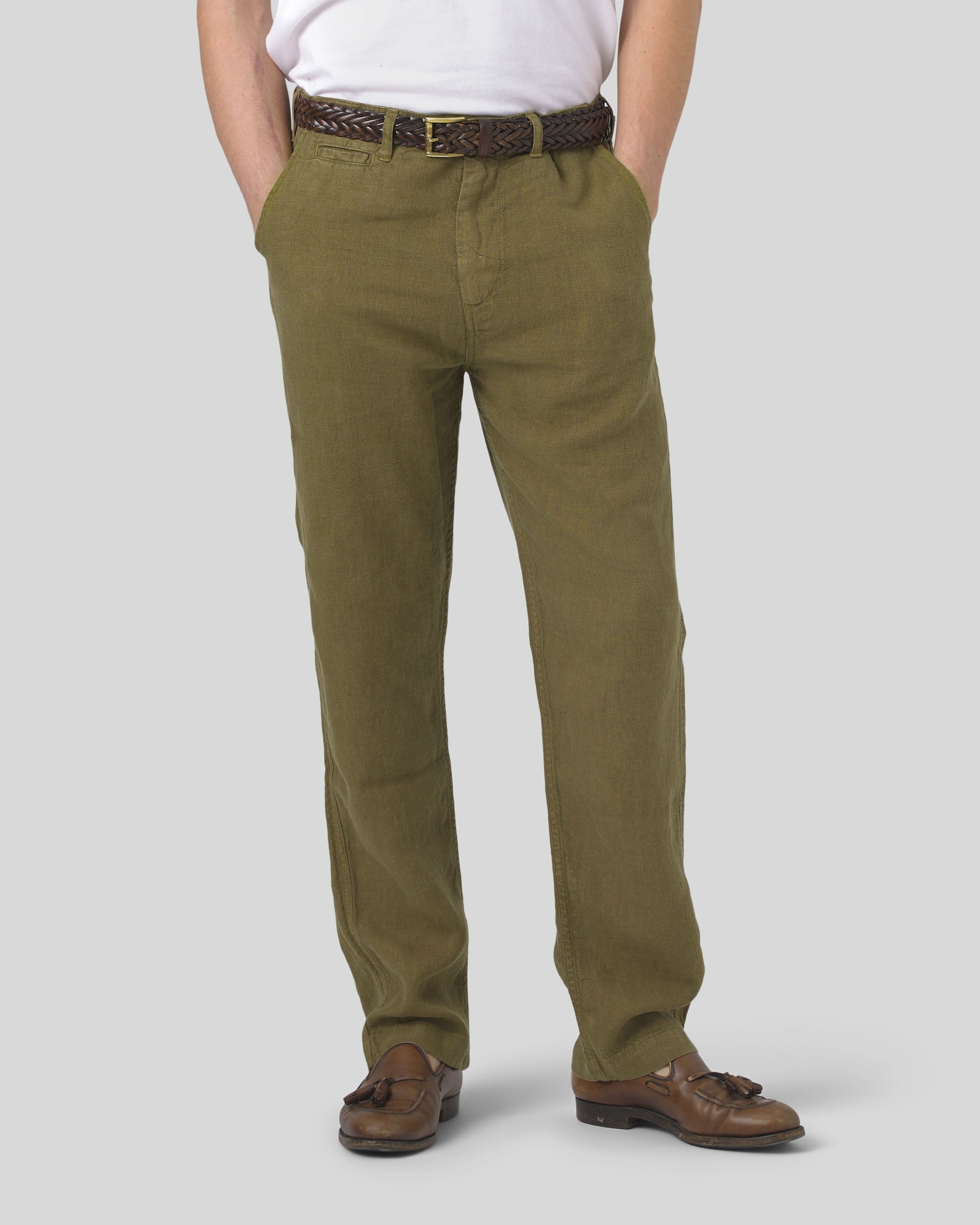 Linen Trousers - Olive