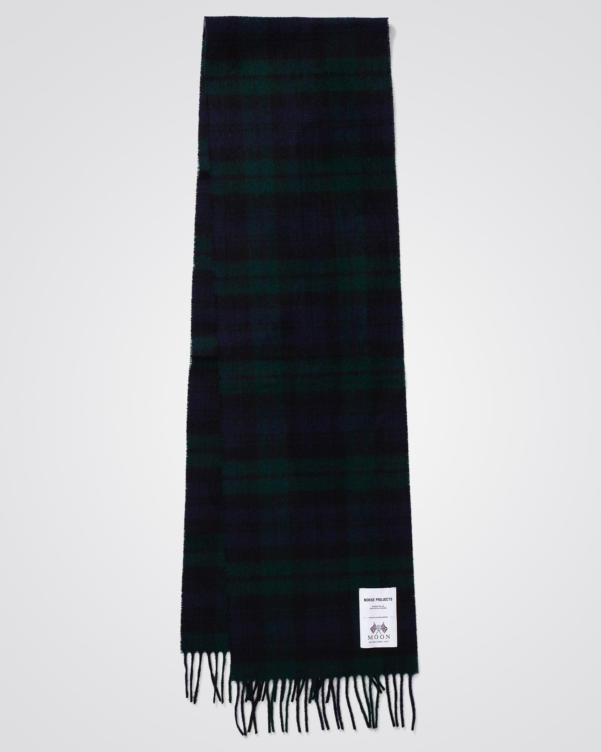 Moon Checked Lambswool Scarf - Black Watch Check