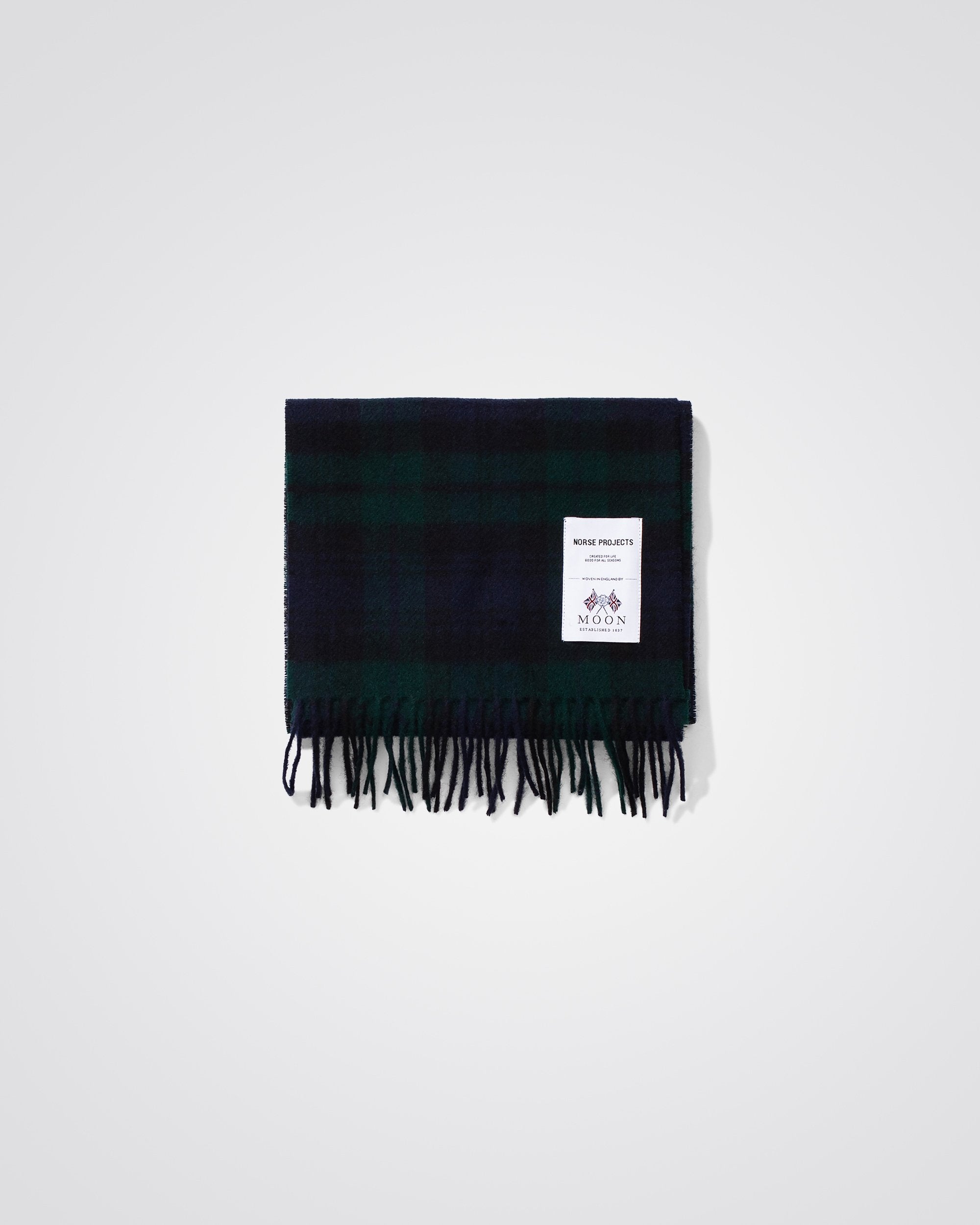 Moon Checked Lambswool Scarf - Black Watch Check