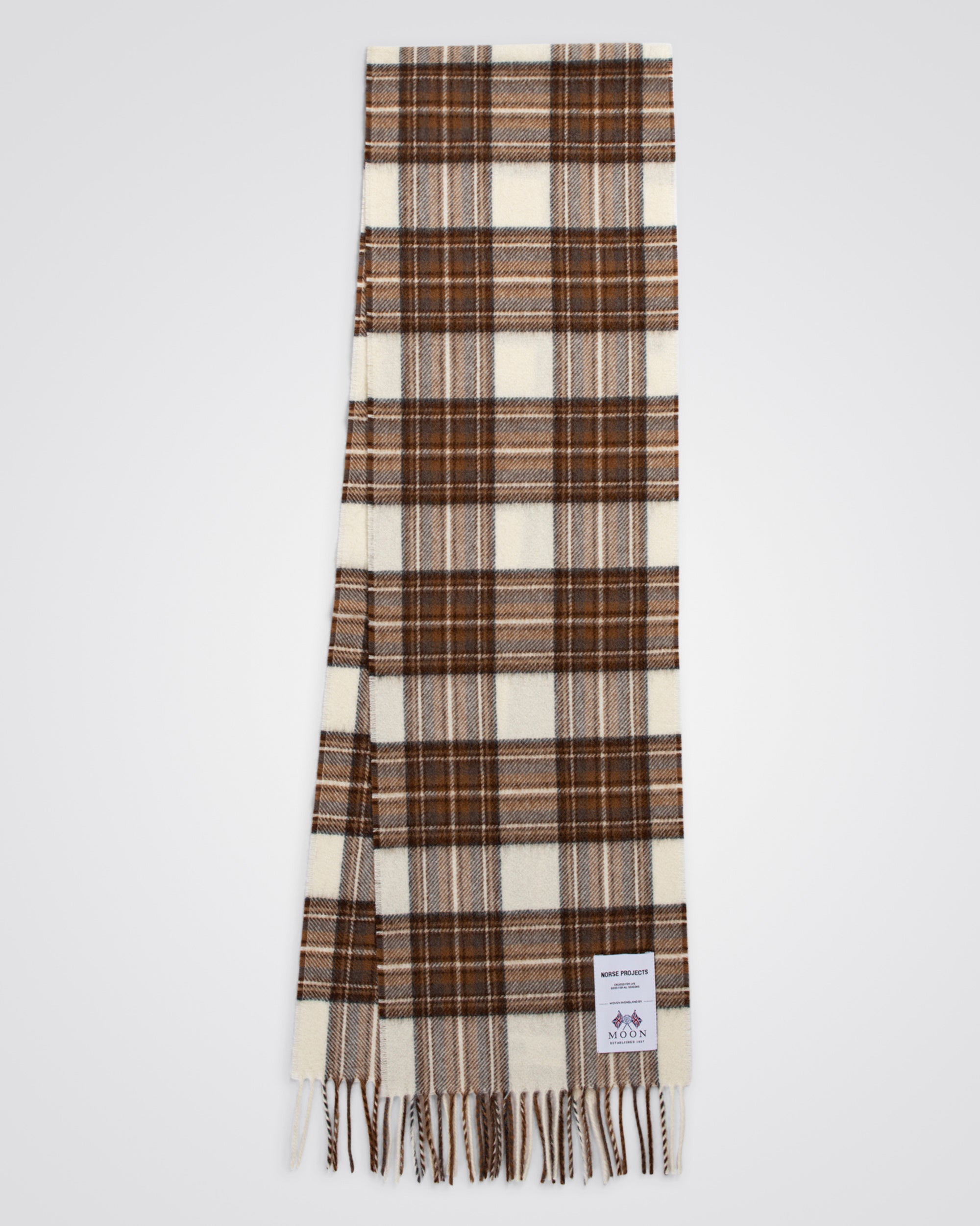 Moon Checked Lambswool Scarf - Camel
