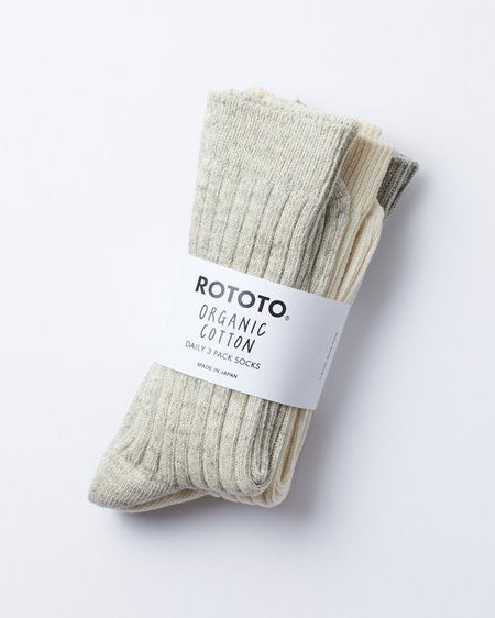 Organic Daily 3 Pack Ribbed Crew Socks