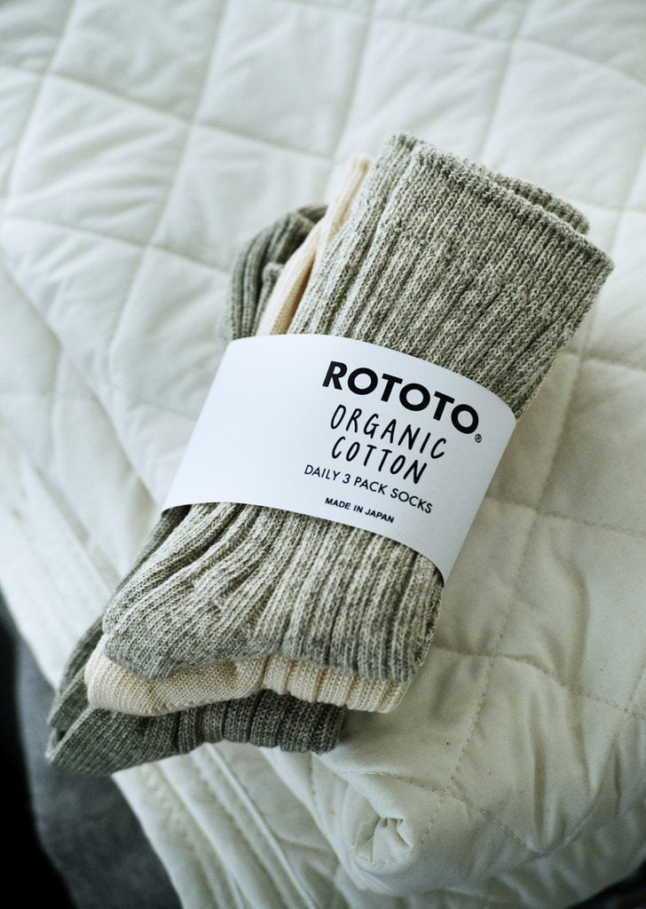 Organic Daily 3 Pack Ribbed Crew Socks