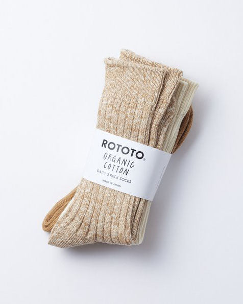 Organic Daily 3 Pack Ribbed Crew Socks