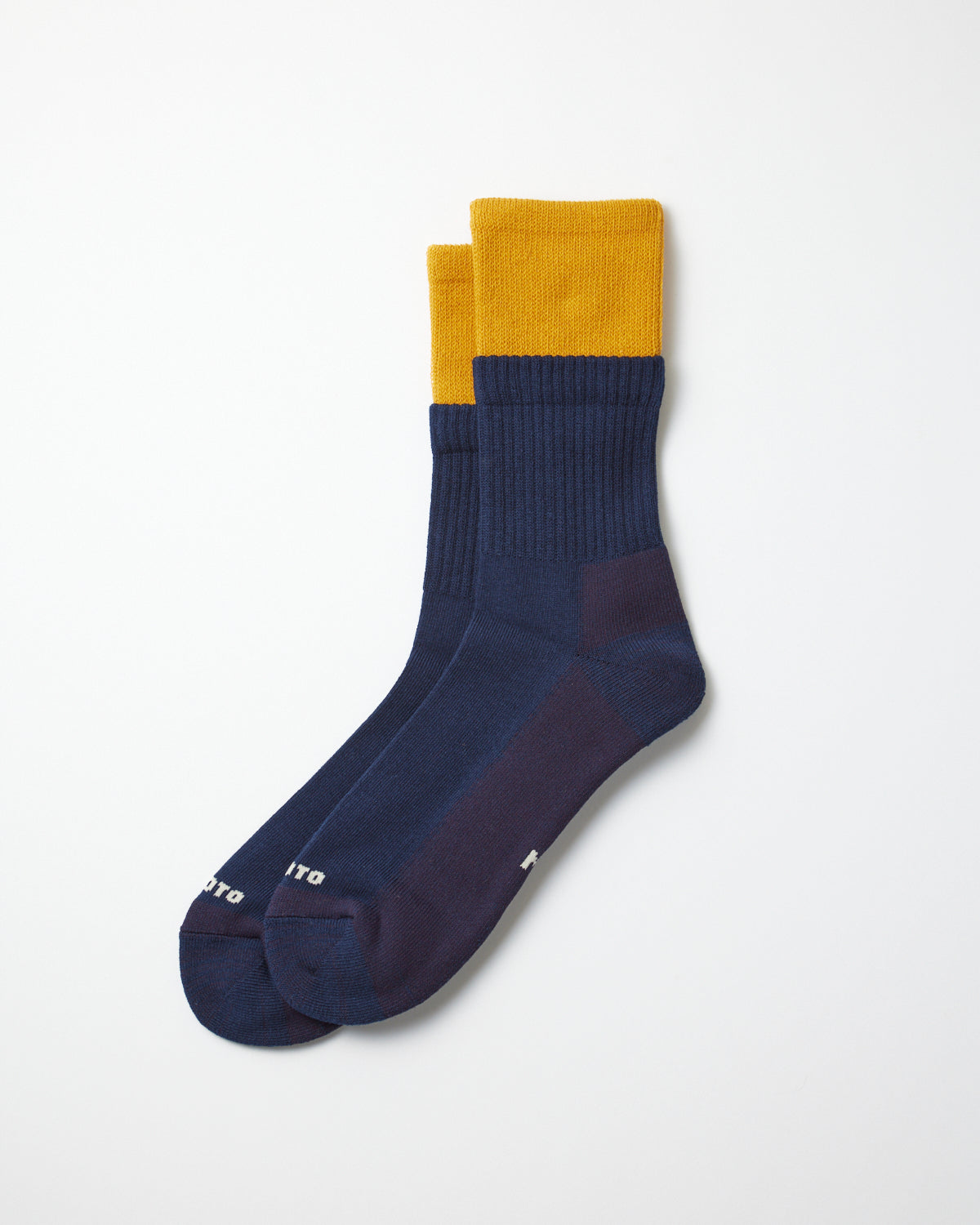 Organic Cotton Double Layer Crew Socks - Yellow/Navy