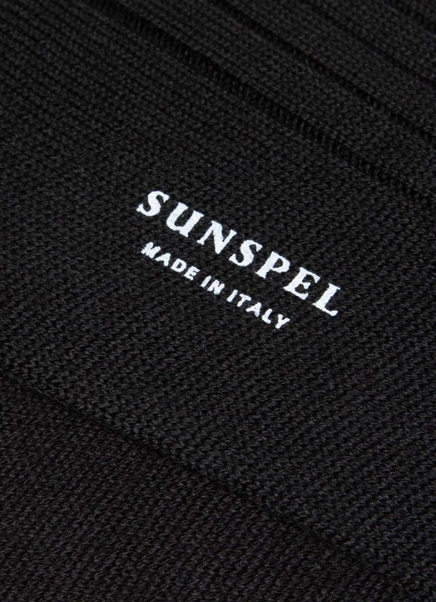 Merino Wool Ribbed Socks - Black