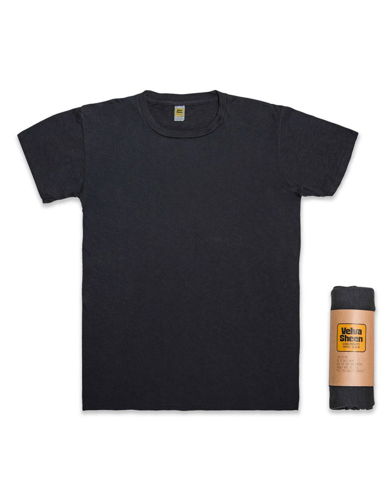 Rolled Regular Cotton SS T-Shirt -  Washed Black