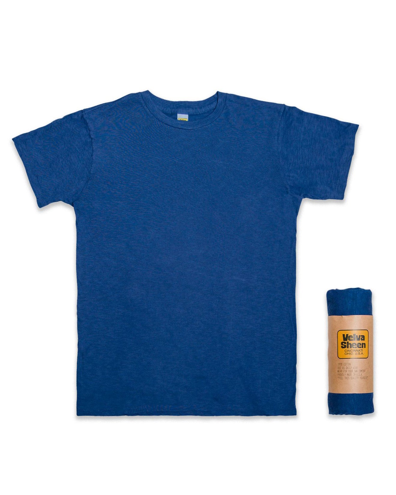 Rolled Regular Cotton SS T-Shirt - Blue