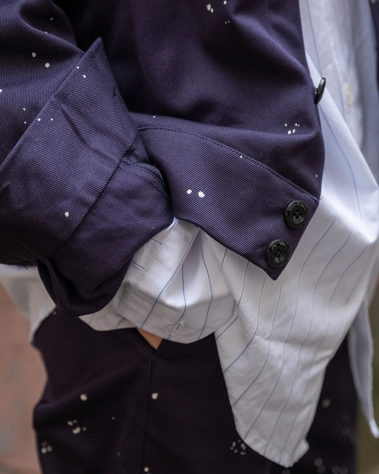 Drill Dripping Trucker Jacket - Midnight Blue