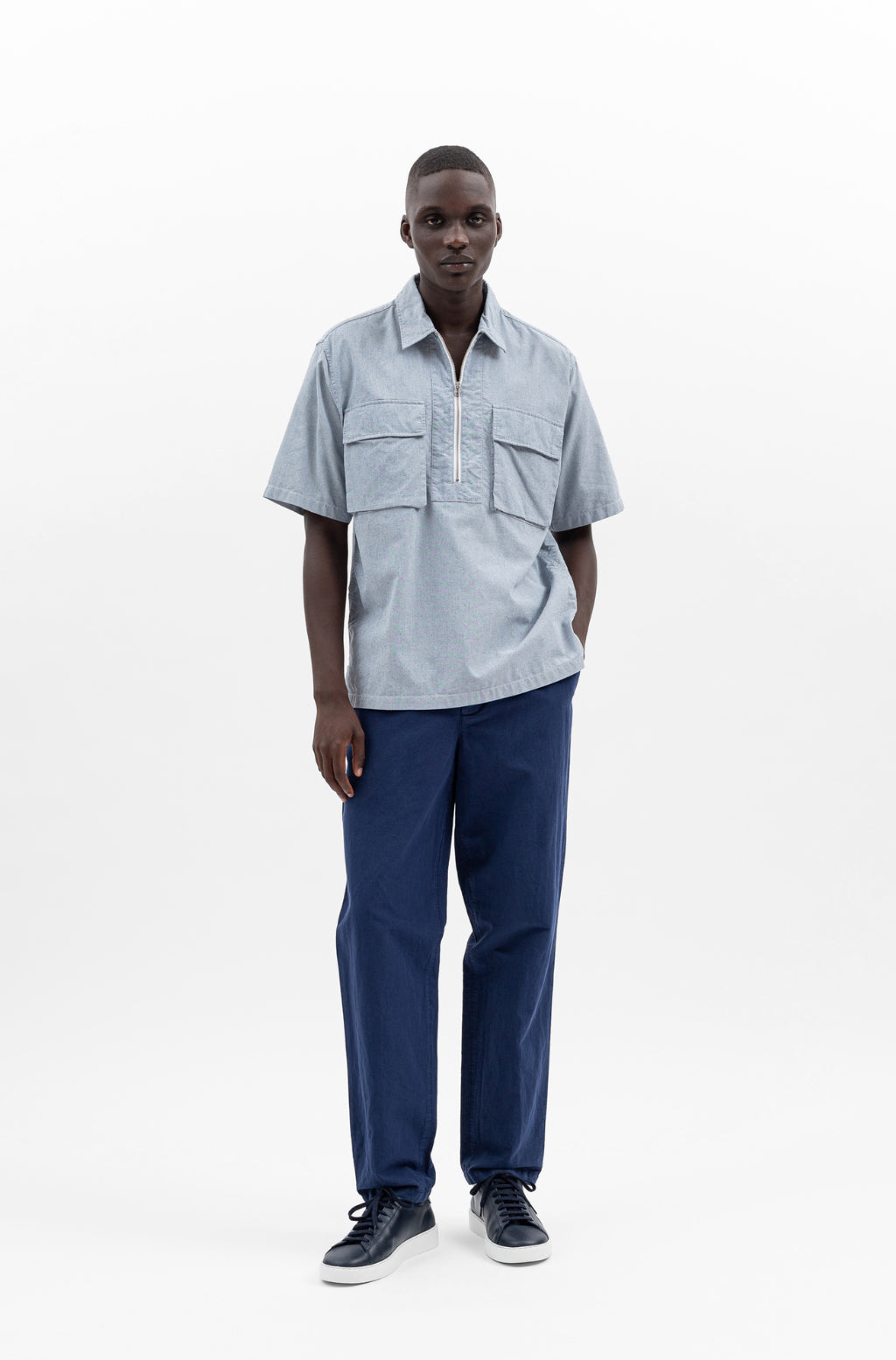 Ezra Cotton Linen - Navy