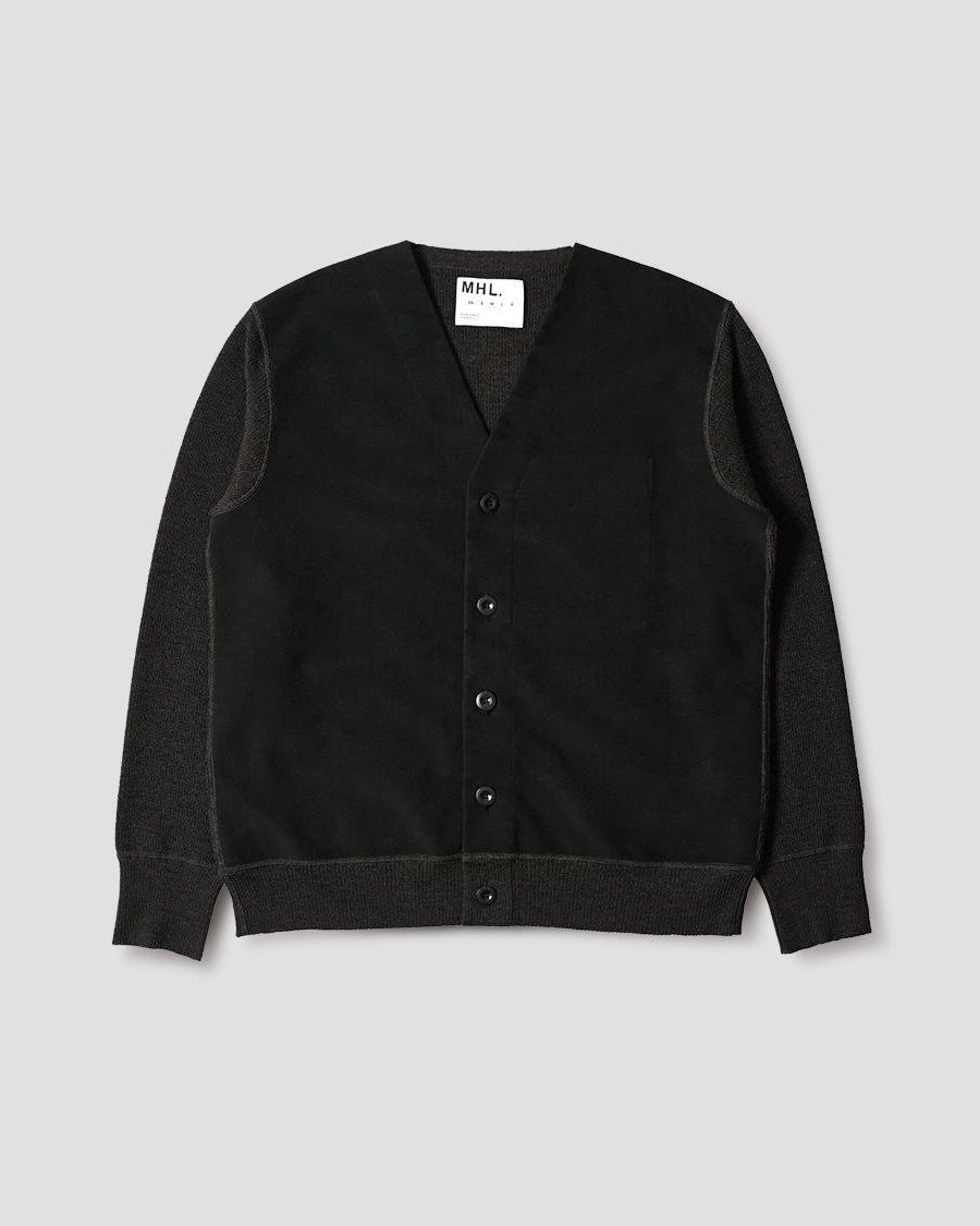 Moleskin Cardigan Dry Wool Ebony