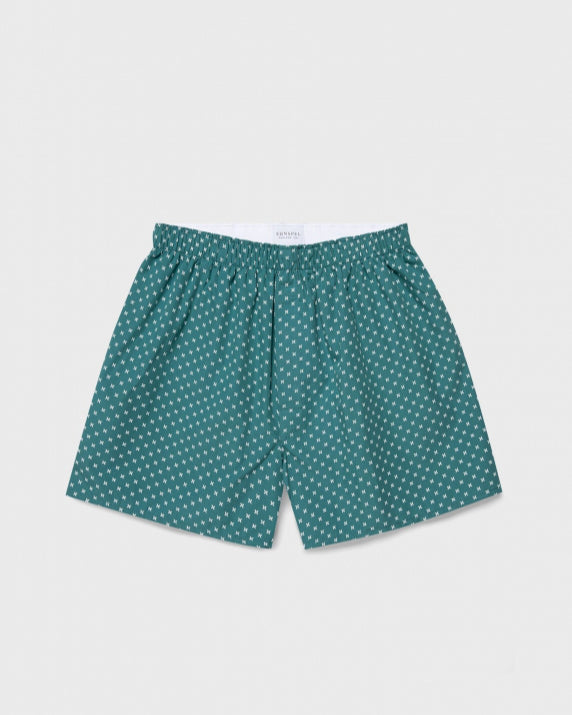 Printed Boxer Short - Sea Green / White