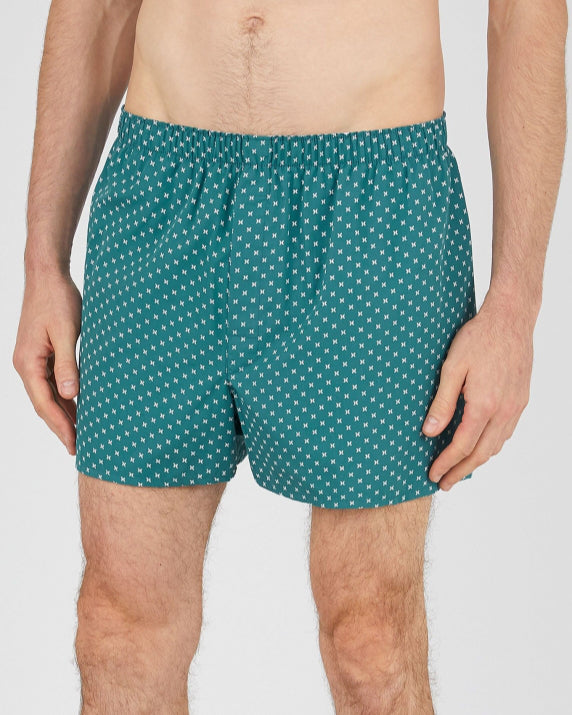 Printed Boxer Short - Sea Green / White