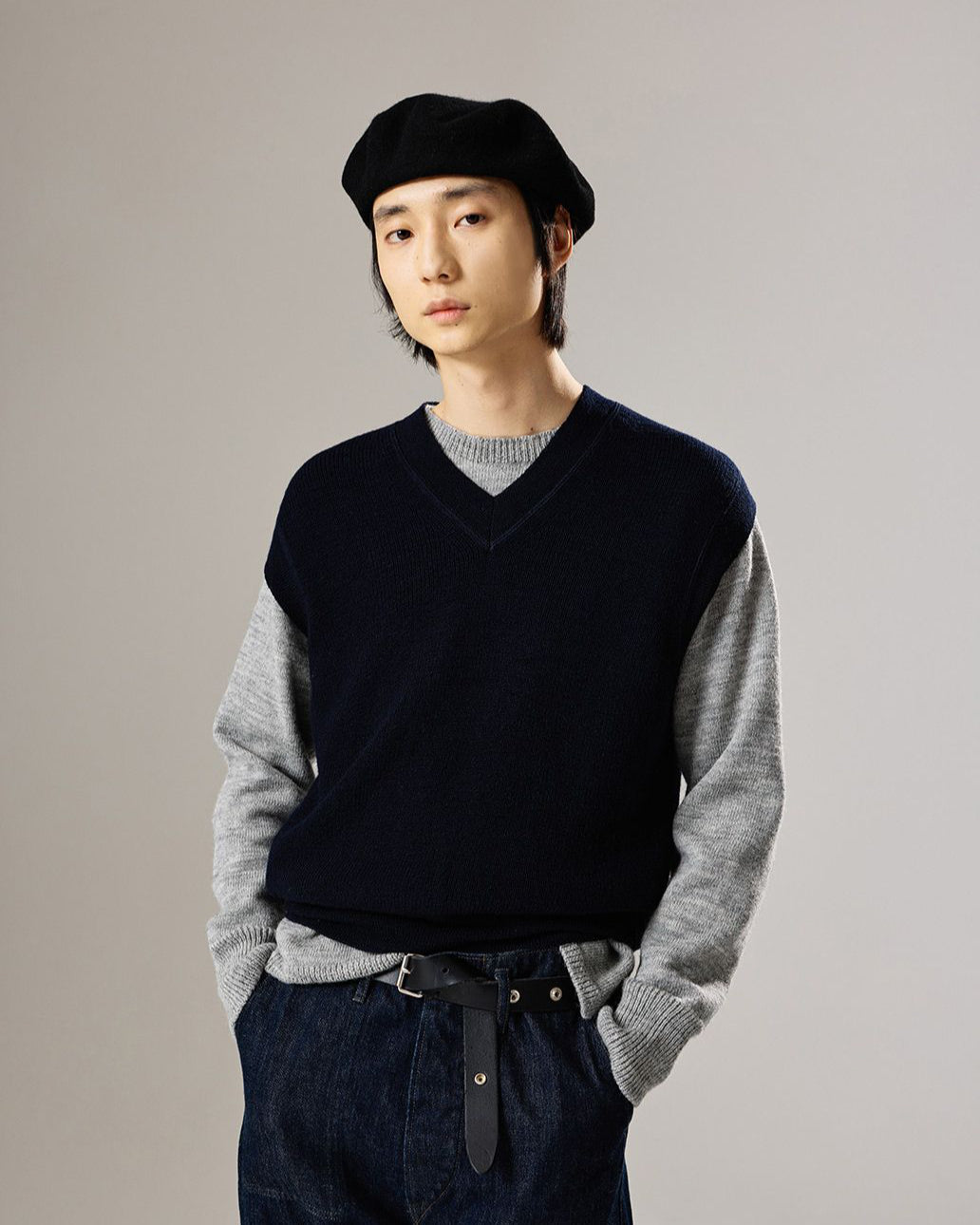 Ribbed Slipover Pure Wool - Ink