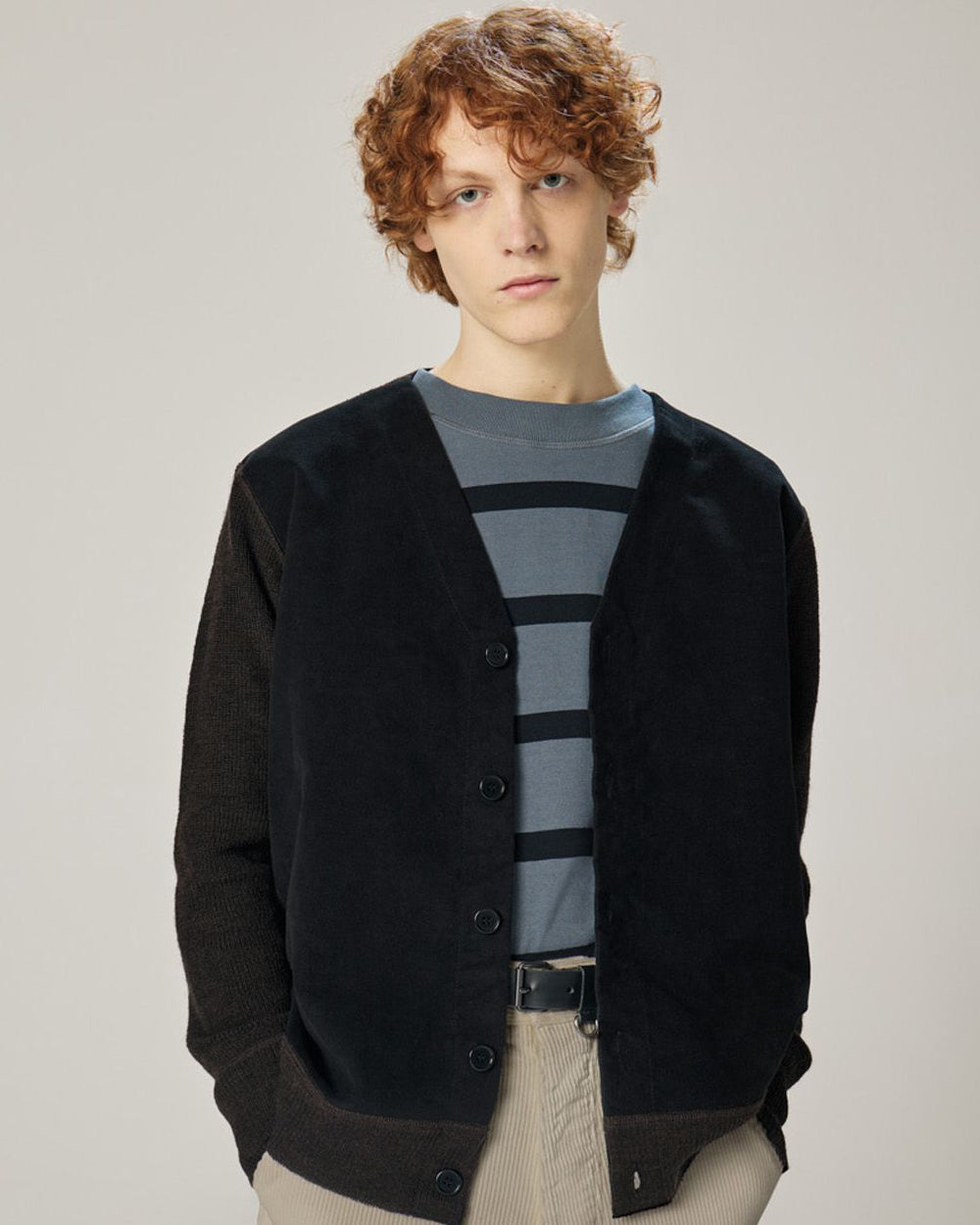 Moleskin Cardigan Dry Wool Ebony