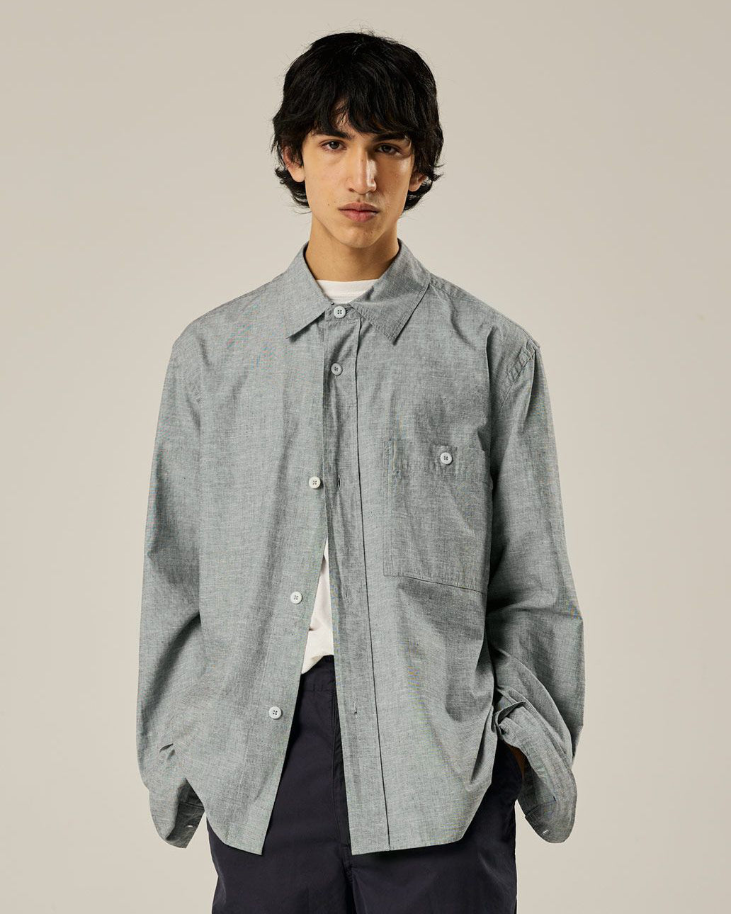 Overall Shirt Cotton Linen - Dusty Blue