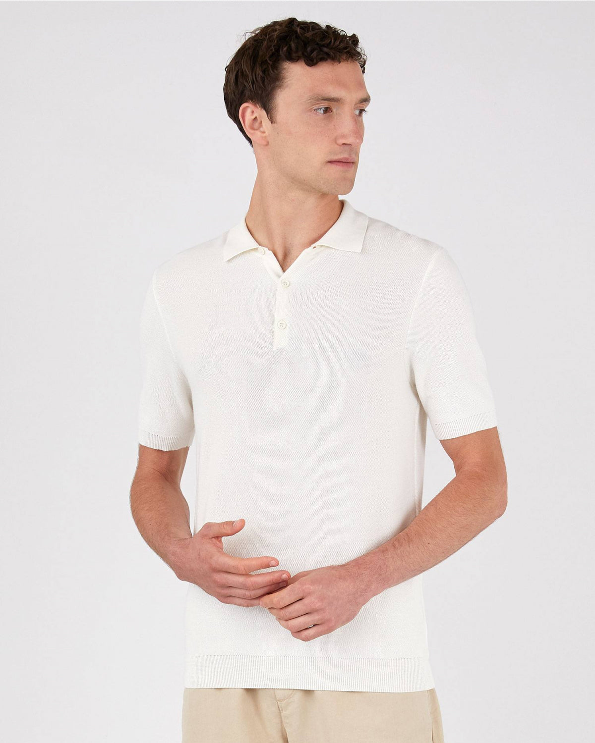 Fine Texture Polo - Ecru
