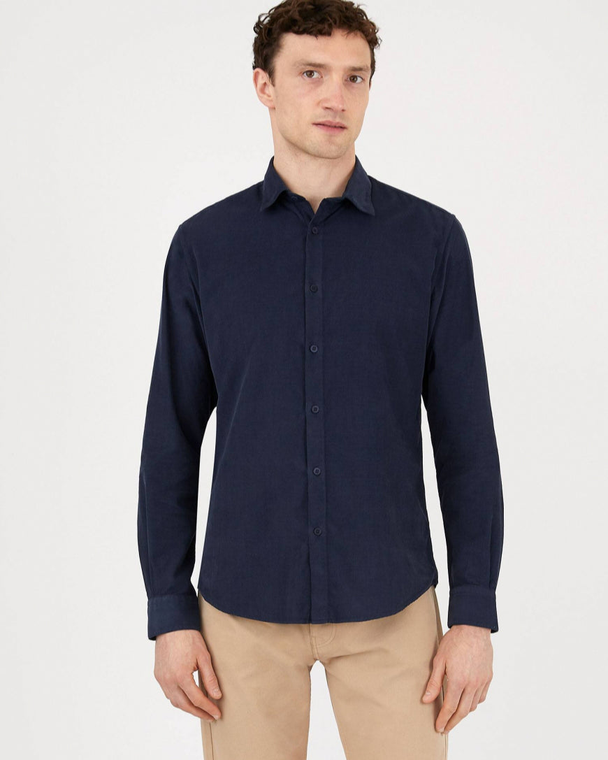 Casual Oxford Corduroy Shirt - Navy