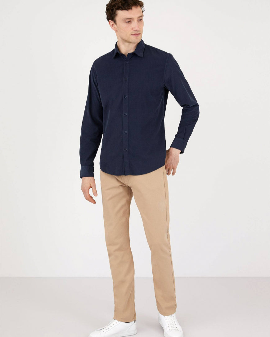 Casual Oxford Corduroy Shirt - Navy